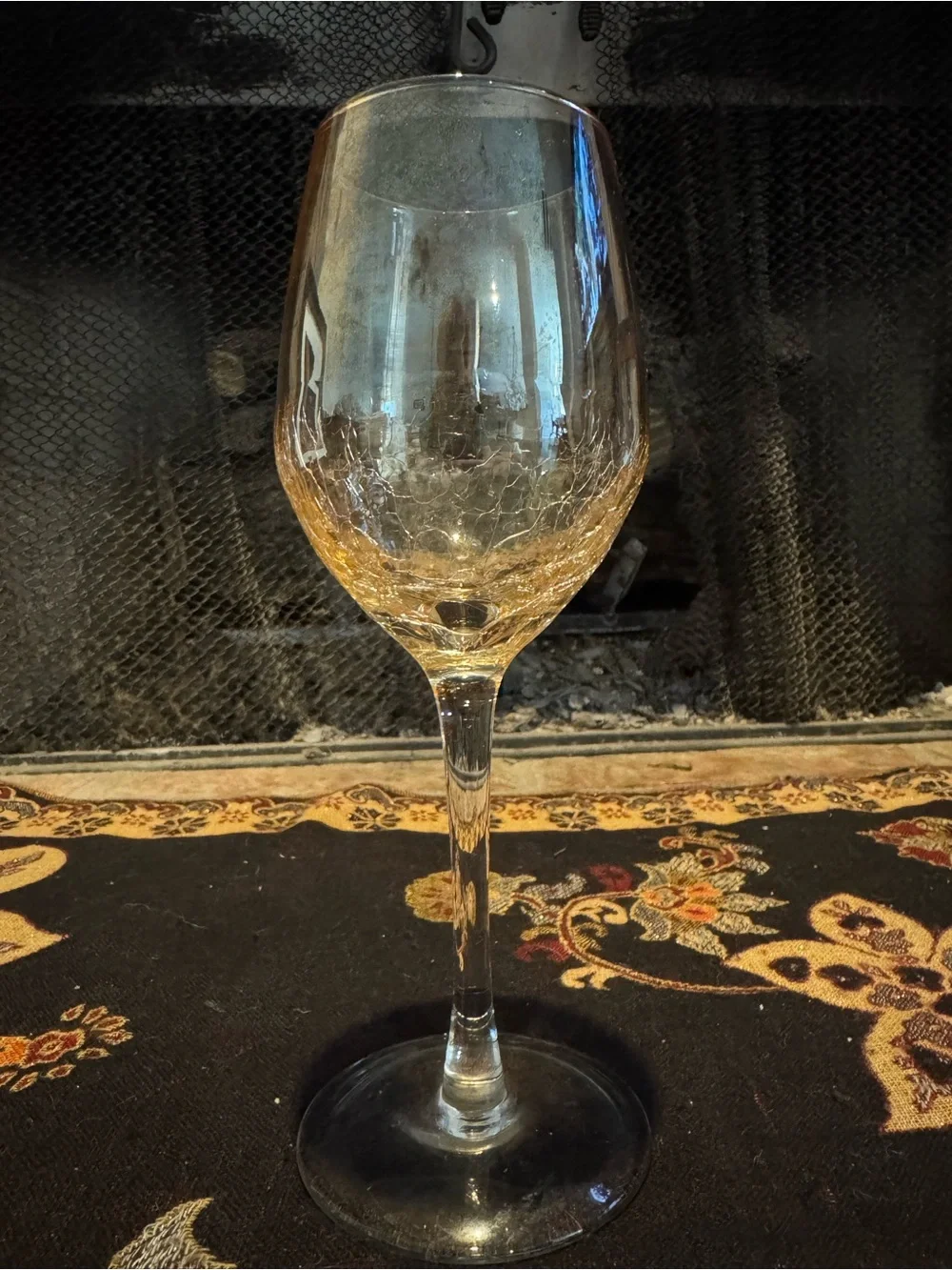 Pier 1 Imports amber crackle wine glass